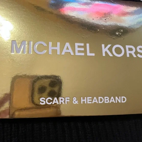 Michael Kors Black Knit Scarf and Headband Set - Picture 3 of 4